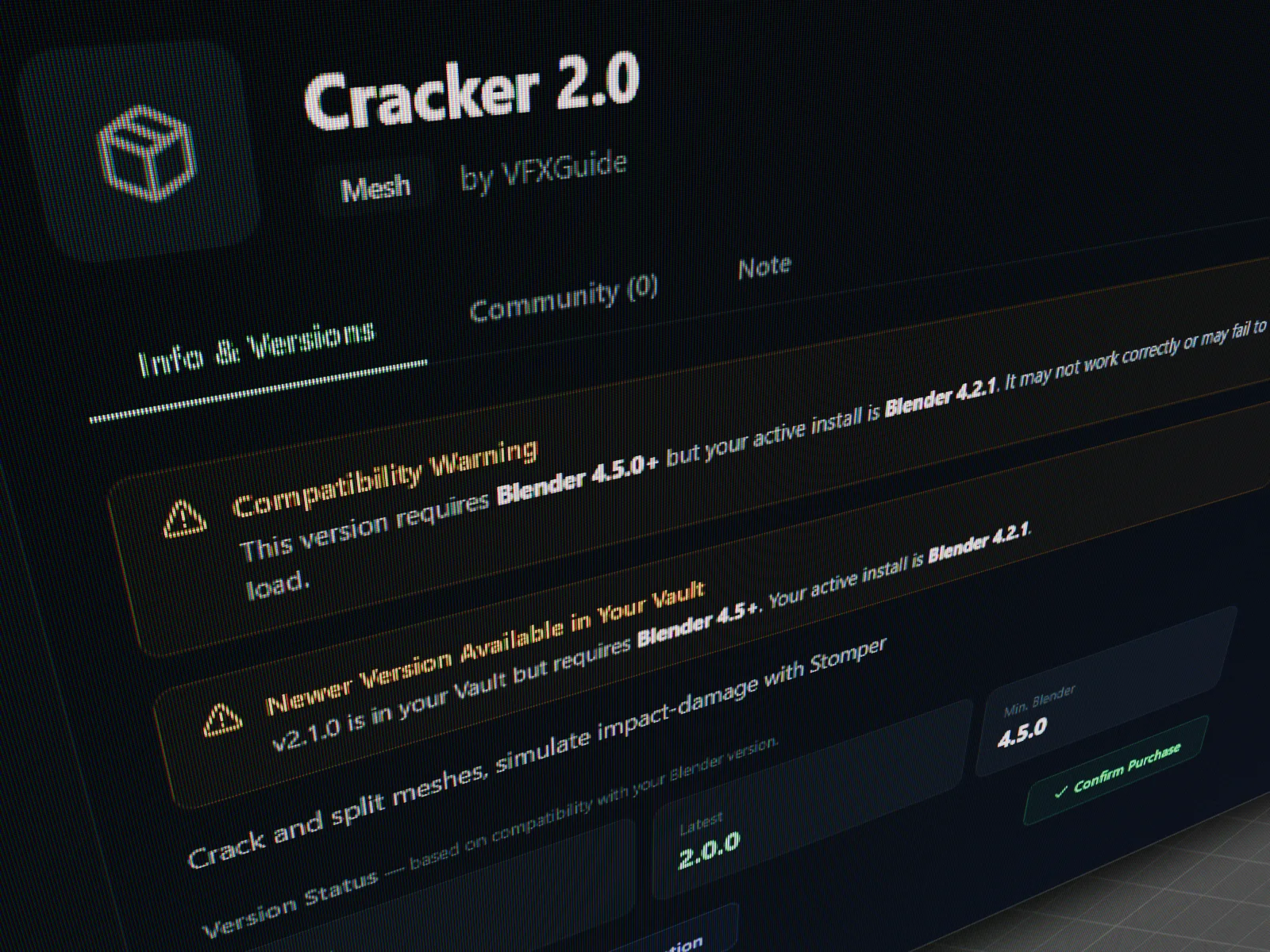 Compatibility warning detail